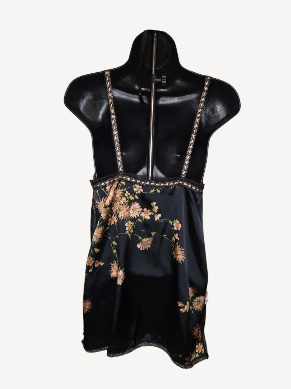 Vintage Christian Dior Black Floral Satin Slip Dress!